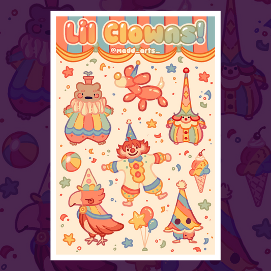Lil Clowns Sticker Sheet